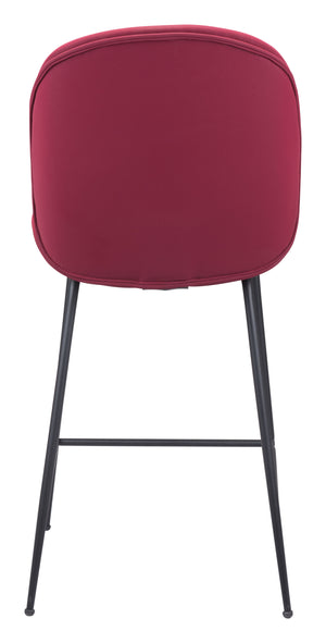 Zuo Modern Miles 100% Polyurethane, Plywood, Steel Modern Commercial Grade Counter Stool Red, Black 100% Polyurethane, Plywood, Steel