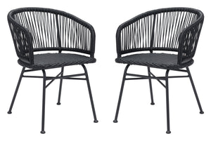 Zuo Modern Zaragoza Steel, Polyethylene Modern Commercial Grade Dining Chair Set - Set of 2 Black Steel, Polyethylene