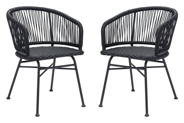 Zuo Modern Zaragoza Steel, Polyethylene Modern Commercial Grade Dining Chair Set - Set of 2 Black Steel, Polyethylene