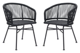 Zuo Modern Zaragoza Steel, Polyethylene Modern Commercial Grade Dining Chair Set - Set of 2 Black Steel, Polyethylene