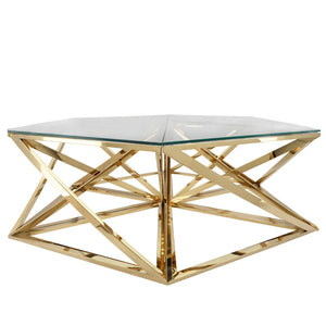 Sagebrook Home Glam Metal Hexagon Coffee Table, Gold 15436-02 Gold Metal