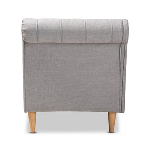 Baxton Studio Emeline Modern and Contemporary Grey Fabric Upholstered Oak Finished Chaise Lounge