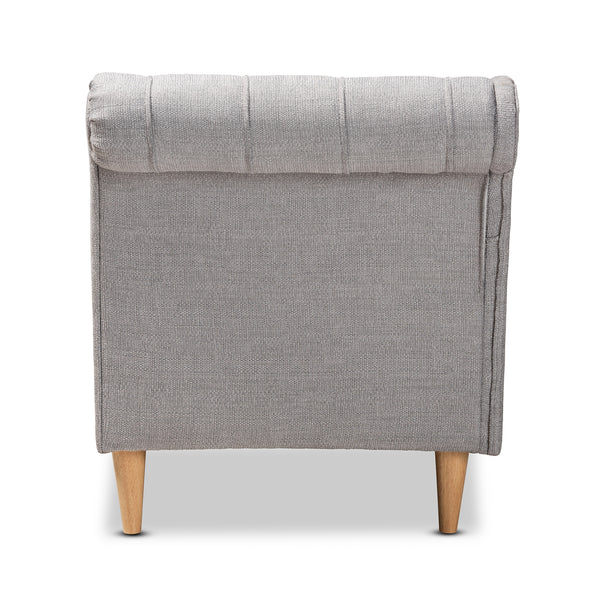 Baxton Studio Emeline Modern and Contemporary Grey Fabric Upholstered Oak Finished Chaise Lounge
