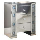 Sonia Glam/Modern Accent Table Mirrored • 4mm Clear Glass Top • Faux Agate & Faux Diamonds (Acrylic) 97028-ACME