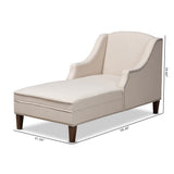 Baxton Studio Leonie Modern and Contemporary Beige Fabric Upholstered Wenge Brown Finished Chaise Lounge