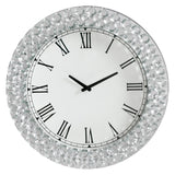 Hessa Glam/Modern Wall Clock Mirrored • 4mm Clear Glass • Faux Crystals (Acrylic) 97043-ACME