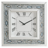 Sonia Glam/Modern Wall Clock Mirrored • 4mm Clear Glass • Faux Agate & Faux Diamonds (Acrylic) 97047-ACME
