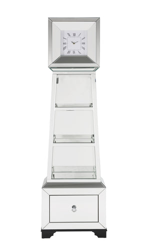 Dominic Glam/Modern Grandfather Clock Mirrored • 4mm Clear Glass (Not Beveled/Not Tempered) • Black Bracket Leg 97048-ACME