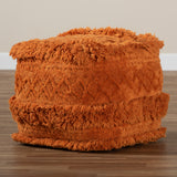 Baxton Studio Curlew Moroccan Inspired Orange Handwoven Cotton Pouf Ottoman