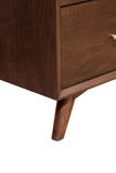 Alpine Furniture Flynn Mid Century Modern 7 Drawer Dresser, Walnut 966WAL-03 Walnut Mahogany Solids & Okoume Veneer 56 x 19 x 36.5