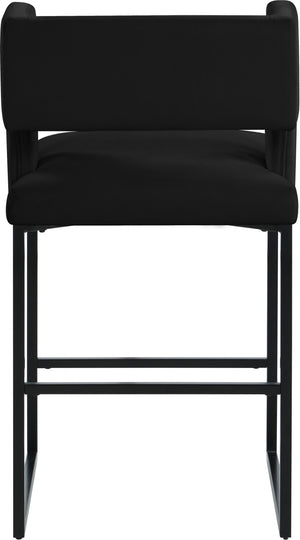 Caleb Velvet / Engineered Wood / Iron Contemporary Black Velvet Counter Stool - 19.5" W x 20.5" D x 36" H