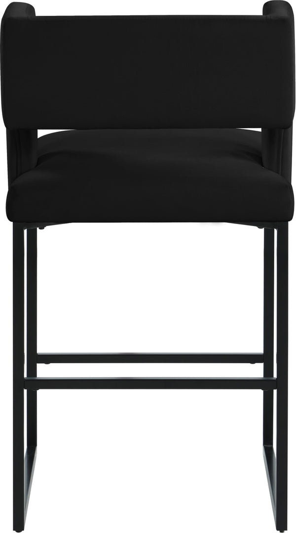 Caleb Velvet / Engineered Wood / Iron Contemporary Black Velvet Counter Stool - 19.5" W x 20.5" D x 36" H