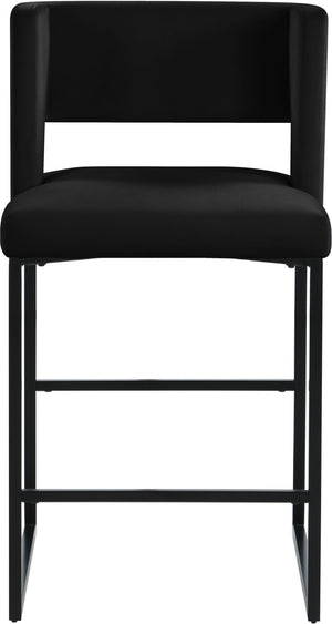 Caleb Velvet / Engineered Wood / Iron Contemporary Black Velvet Counter Stool - 19.5" W x 20.5" D x 36" H