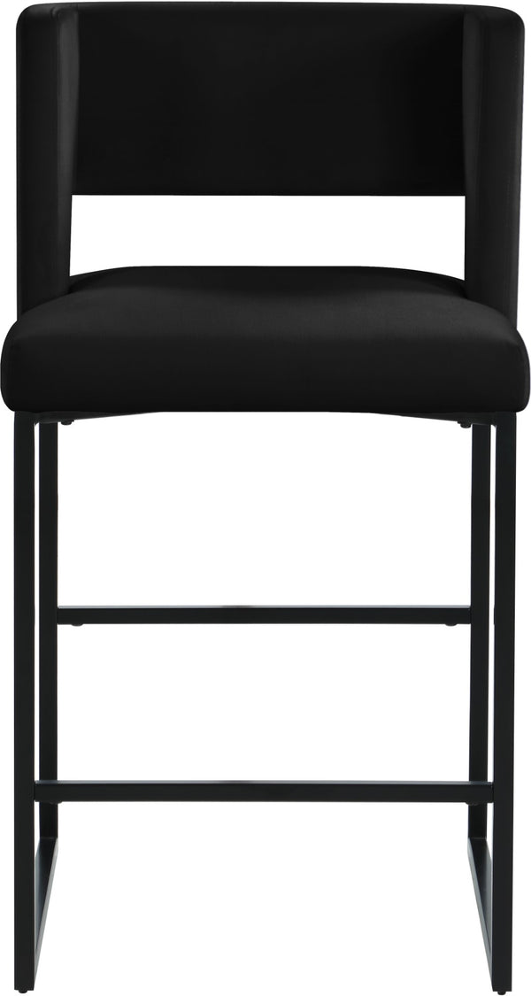 Caleb Velvet / Engineered Wood / Iron Contemporary Black Velvet Counter Stool - 19.5" W x 20.5" D x 36" H