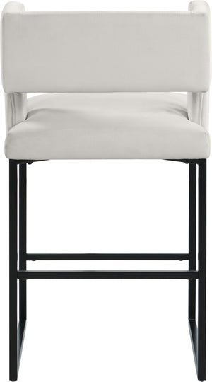 Caleb Velvet / Engineered Wood / Iron Contemporary Cream Velvet Counter Stool - 19.5" W x 20.5" D x 36" H