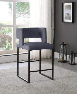 Caleb Velvet / Engineered Wood / Iron Contemporary Grey Velvet Counter Stool - 19.5" W x 20.5" D x 36" H
