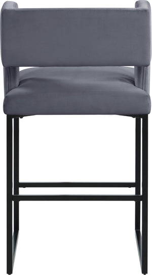 Caleb Velvet / Engineered Wood / Iron Contemporary Grey Velvet Counter Stool - 19.5" W x 20.5" D x 36" H