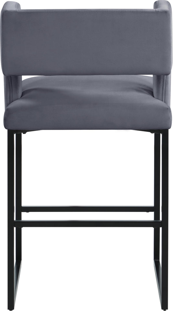 Caleb Velvet / Engineered Wood / Iron Contemporary Grey Velvet Counter Stool - 19.5" W x 20.5" D x 36" H