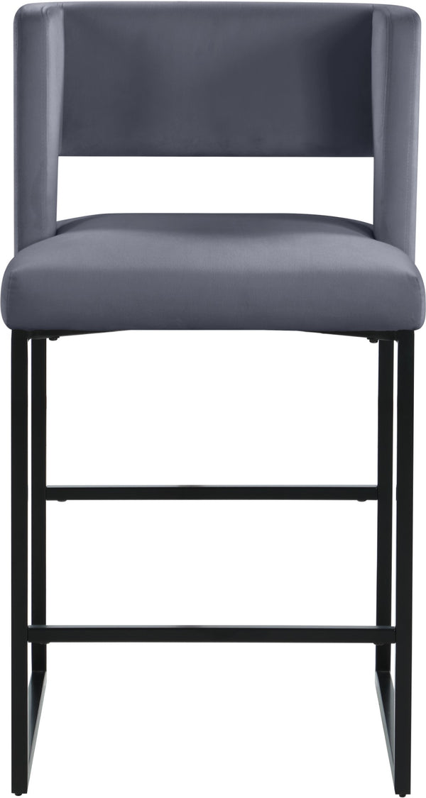 Caleb Velvet / Engineered Wood / Iron Contemporary Grey Velvet Counter Stool - 19.5" W x 20.5" D x 36" H