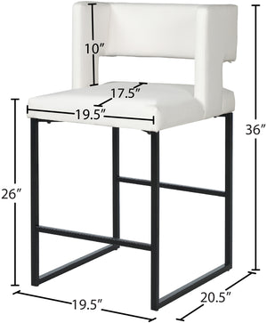 Caleb Faux Leather / Iron / Engineered Wood / Foam Contemporary White Faux Leather Counter Stool - 19.5" W x 20.5" D x 36" H