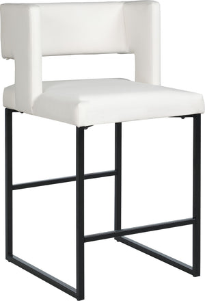 Caleb Faux Leather / Iron / Engineered Wood / Foam Contemporary White Faux Leather Counter Stool - 19.5" W x 20.5" D x 36" H