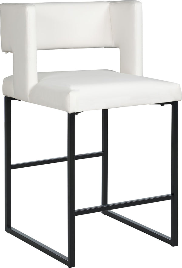 Caleb Faux Leather / Iron / Engineered Wood / Foam Contemporary White Faux Leather Counter Stool - 19.5" W x 20.5" D x 36" H