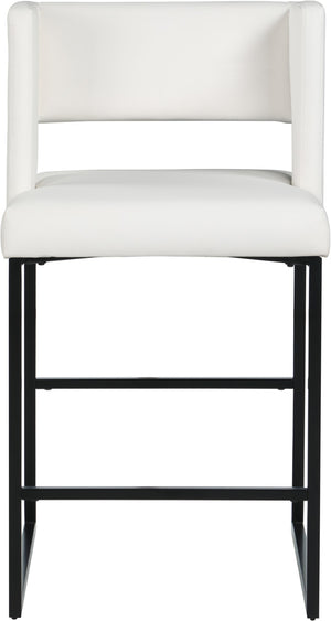 Caleb Faux Leather / Iron / Engineered Wood / Foam Contemporary White Faux Leather Counter Stool - 19.5" W x 20.5" D x 36" H