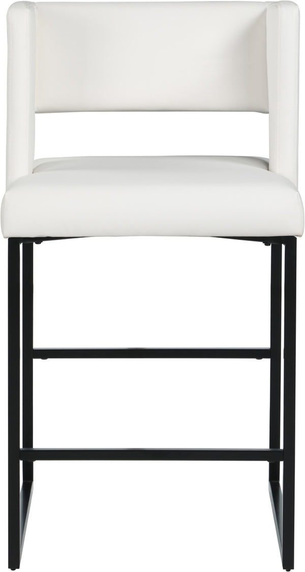Caleb Faux Leather / Iron / Engineered Wood / Foam Contemporary White Faux Leather Counter Stool - 19.5" W x 20.5" D x 36" H