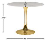 Tulip Faux Marble Veneer / Glass / Metal Contemporary Gold Dining Table (3 Boxes) - 36" W x 36" D x 29.5" H