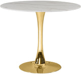 Tulip Faux Marble Veneer / Glass / Metal Contemporary Gold Dining Table (3 Boxes) - 36" W x 36" D x 29.5" H