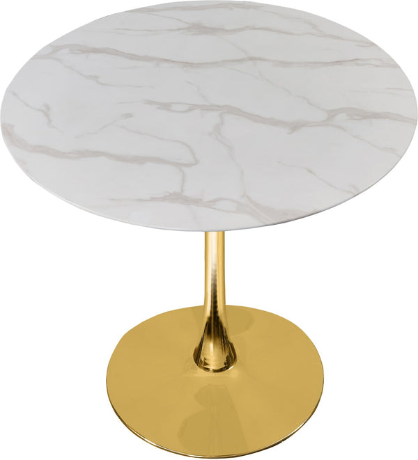 Tulip Faux Marble Veneer / Glass / Metal Contemporary Gold Dining Table (3 Boxes) - 36" W x 36" D x 29.5" H
