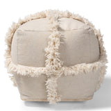 Baxton Studio Alfro Moroccan Inspired Beige Handwoven Cotton Fringe Pouf Ottoman