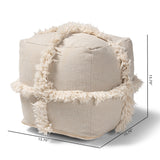 Baxton Studio Alfro Moroccan Inspired Beige Handwoven Cotton Fringe Pouf Ottoman