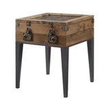 Kolin Industrial Accent Table TOP] Rustic Oak (Old Pine) • LEG] Matte Gray Metal 97138-ACME