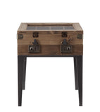 Kolin Industrial Accent Table TOP] Rustic Oak (Old Pine) • LEG] Matte Gray Metal 97138-ACME