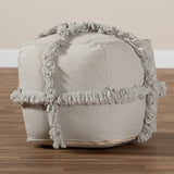 Baxton Studio Alfro Moroccan Inspired Grey Handwoven Cotton Fringe Pouf Ottoman