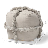 Baxton Studio Alfro Moroccan Inspired Grey Handwoven Cotton Fringe Pouf Ottoman