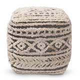 Baxton Studio Cronin Moroccan Inspired Beige and Brown Handwoven Hemp Pouf Ottoman