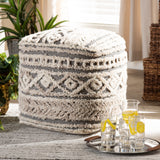 Baxton Studio Cronin Moroccan Inspired Beige and Brown Handwoven Hemp Pouf Ottoman