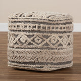 Baxton Studio Cronin Moroccan Inspired Beige and Brown Handwoven Hemp Pouf Ottoman