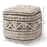 Baxton Studio Cronin Moroccan Inspired Beige and Brown Handwoven Hemp Pouf Ottoman