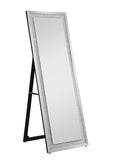 Noralie Glam/Modern Accent Mirror (Floor) Mirrored Frame w/Beveled Edge • Faux Stones Inlay (3mm) • Glass: 4mm Clear 97157-ACME