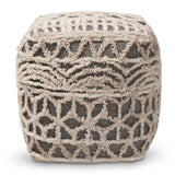 Baxton Studio Avery Moroccan Inspired Beige and Brown Handwoven Cotton Pouf Ottoman