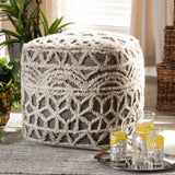 Baxton Studio Avery Moroccan Inspired Beige and Brown Handwoven Cotton Pouf Ottoman