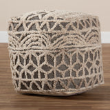 Baxton Studio Avery Moroccan Inspired Beige and Brown Handwoven Cotton Pouf Ottoman