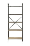 Itzel Industrial Bookshelf (5-Shelves) Antique Oak (#53014) • Sandy Gray Metal, Powder Coating • Hand Brushed Contrast Accent (BJL3123, Powder Coating & Hand Brush Accent) … Qte color code with Sand Black & Sand Gray both same color code!! 97164-ACME