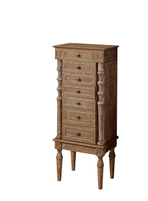 Taline Transitional Jewelry Armoire Weathered Oak (Burnt Oak) 97173-ACME