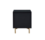 Alston Scandinavian Accent Table WOOD CASE] Black • FRONT DRW] Champagne • METAL LEG] Champagne 97197-ACME