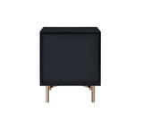 Arbyrd Scandinavian Accent Table WOOD CASE] Black • FRONT DRW] Faux Marble • METAL LEG] Champagne 97199-ACME