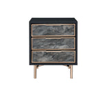 Arbyrd Scandinavian Accent Table WOOD CASE] Black • FRONT DRW] Faux Marble • METAL LEG] Champagne 97199-ACME